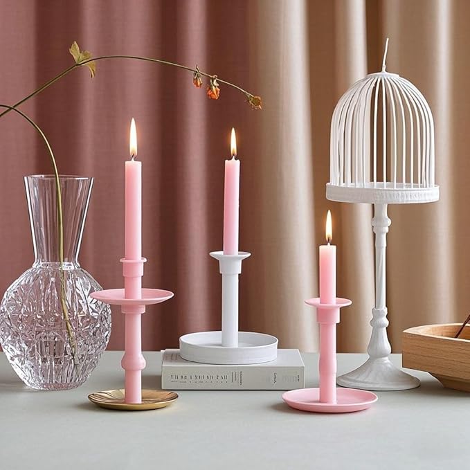 12 Pack 10 inch Pale Pink Taper Candles, Unscented Dripless Smokeless Candlestick Bulk for Home Dinner Wedding Romantic, 7-8 Hours Burn