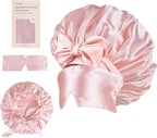 Double Layer Satin Bonnet with Detachable Eye Mask Night Cap for Curly Braids Hair Reduces Frizz Locks in Moisture