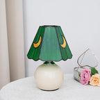 Mushroom Lamp Tiffany Lamp Stained Glass Table Lamp Moon Cute Small Bedside Lamps for Living Room Home Decor,Unique Aesthetic Home Living Room Decor Girls Women Birthday Day Gift,(Green)