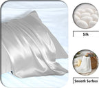 Silk Pillow Cases 2 Pack,Soft Breathable and Sliky Standard Size Pillow Cases Set of 2,Natural Mulberry Silk Pillowcase Set of 2 for Hair and Skin with Hidden Zipper (Silver Grey,20"X 26",2pcs)