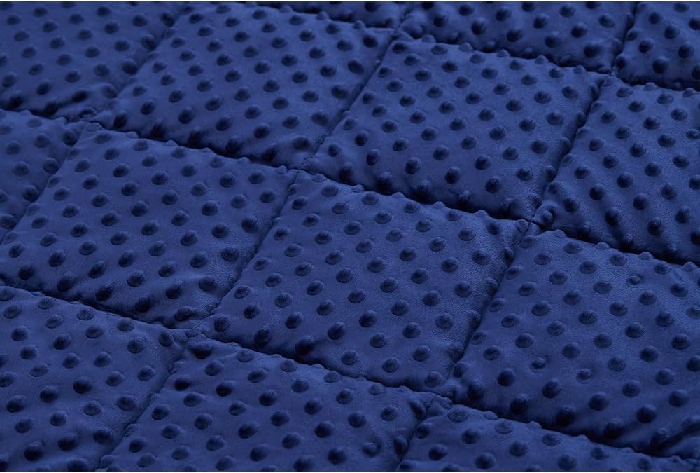 TONGDADA Minky Weighted Blanket | 40''x60'',7lbs | Cozy and Soft Minky Weighted Throw Blanket | Luxury Velvet with Premium Glass Beads | Navy Minky