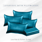 Elegant Comfort 6-Pack Cooling Viscose Satin Pillowcase Set with Hidden Zipper Closure, Silky Smooth for Best Hair and Skin Care-Beautiful Gift Box-6-Piece Satin Pillowcase Set, King, Turquoise