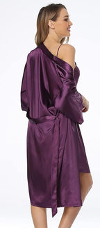 Women's Satin Robes Set with Nightgown Silk Kimono Pajamas 2 Piece Sleepwear Camisole Wedding Bride Gown Set