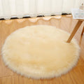 Faux Fur Round Area Rug Soft Fuzzy Carpet Fluffy Plush Mat Home Floor Decoration for Bedroom Living Room Bedside Beige 43.3inch