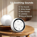 Battery Sound Machine Small White Noise Machine for Baby Kids Adult with 32 Volume Levels 32 Soothing Sounds Sleep Brown Noise Machine with 4 Timer & Memory for Travel Office Privacy