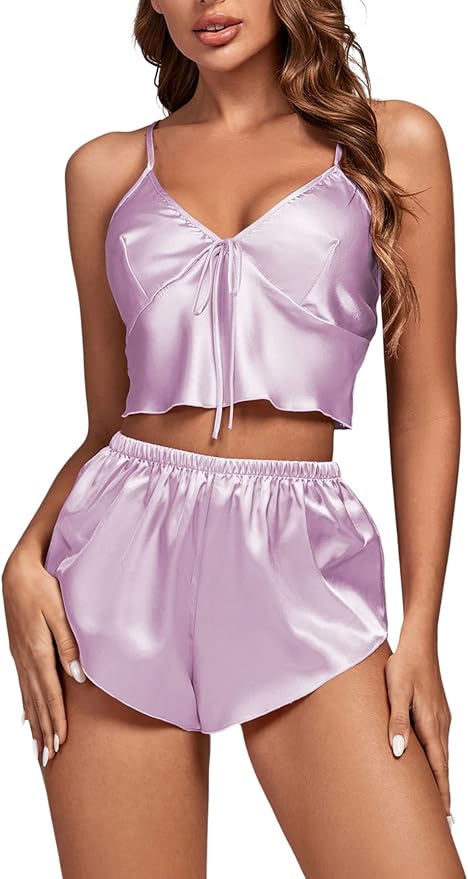OPOIPIN Women's 3 Piece Pajama Set Sexy Cami Top and Shorts with Robe Sleepwear Loungewear Set