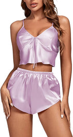 OPOIPIN Women's 3 Piece Pajama Set Sexy Cami Top and Shorts with Robe Sleepwear Loungewear Set