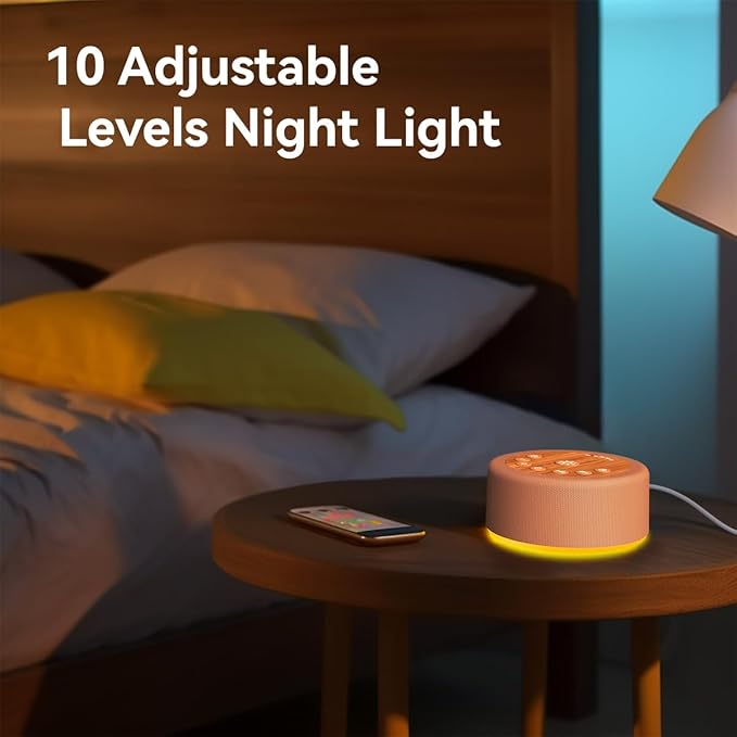Sleep Sound Machine White Noise Machine with 30 Non Looping Sounds 12 Night light Colors with 5 Timers 36 Adjustable Volume Memory Function Brown Noise Machine for Baby kid Adult & Home Nursery Travel