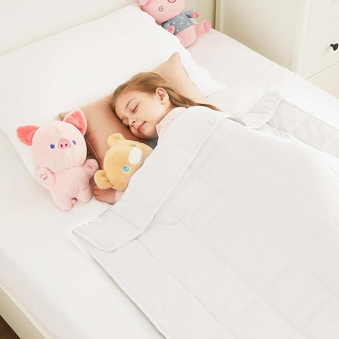 HOSUKKO Weighted Blanket - 10 lbs White Heavy Blanket - Breathable Blanket(41 * 60 inches, 10 lbs)