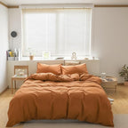 CLOTHKNOW Pumpkin Twin/Twin XL Comforter Set 3Pcs Caramel Brown Bedding Comforter Sets Soft Terracotta Comforters Rust Comforter with 2 x Pillow Cases