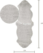 Nordic Sheep Real Sheepskin Rug 2x6 ft | Sheepskin Rugs for Living Room and Sofa | Large Bedside Rugs for Bedrooms is Breathable & Heat-regulating | Fluffy Rug in Color Light Grey