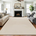 SHACOS Silky Soft Faux Rabbit Fur Area Rug 6'x9' Non Slip Washable Padded Medium Thick Rugs Fluffy Cozy Indoor Modern Carpet for Living Room Bedroom Dining Room Kids Room Dorm Home Decor, Beige