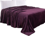 Elegant Comfort Luxury Velvety Feel Blanket, All-Season Lightweight Blanket, Ultra Plush, Soft, Cozy-Fuzzy Flannel Fleece for Couch, Sofa, Bed, Travel, Solid Design, Full/Queen, Purple