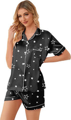 Girls & Womens Satin Pajamas Set, Silk Button-Down Sleepwear 2 Piece Nightwear, 3 Years - Women XXL