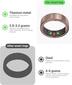 POBOVi Ring OnePlus - Ultra-Thin Titanium Smart Ring - 7 Days Battery Life - Fitness/SPO₂/Stress/HR/Sleep Skin Temperature Tracker - No App Fee - iOS&Android Compatible (Rose Gold, 9)