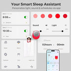 Smart Red Light Therapy Lamp & Sleep Sound Machine for Bedroom with Alarm Clock, 32 White Noises Sound Machine, Night Light with App Control, 5-Level Red Light (620–690nm), 2600mAh Battery（Large）
