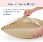 BEDELITE Satin Pillowcase for Hair and Skin, Super Soft and Cooling Similar to Silk Pillow Cases 2 Pack with Envelope Closure, Gift for Women Men(20"x26" Standard Size, Champagne)