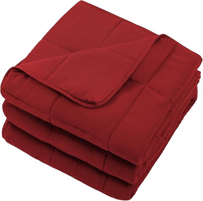 Red Weighted Blanket for Adults 20lbs, 60"x80", Queen Size Cooling Heavy Throw Blanket for 130-220lbs, Microfiber Soft Thick Big Blankets Weighted Comforter Breathable Gift for Sleeping