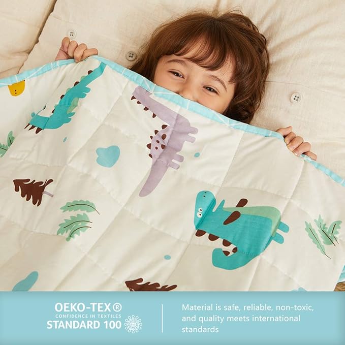Weighted Idea Weighted Blanket for Adults (Dinosaur,41"x60",10lbs) Cooling Breathable Heavy Blanket with Premium Glass Beads All-Season Soft Thick Comfort