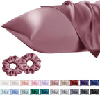 Vielit Queen Satin Pillowcase for Hair 2pc,Similar to Silk Pillow Cases,Easier Care Than Silk Pillowcase,Gifts for Women Men,Dusty Rose,20x30 & Envelope Closure and 2 Satin Scrunchies