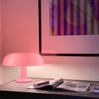 Lotus Atelier Light Pink Mushroom Lamp for Room | Aesthetic Modern Lighting for Bedroom Retro Pink Room Decor Midcentury Lamp