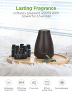 InnoGear Essential Oil Diffuser with Oils, 100ml Aromatherapy Diffuser with 6 Essential Oils Set, Aroma Cool Mist Humidifier Gift Set, Dark Wood Grain