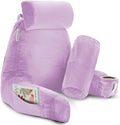 Clara Clark Reading Pillow with Shredded Memory Foam Includes 2 Neck and Lumber Support Pillows, Designed for Sitting Up in Bed and Couch, Back and Arms Adjustable Support for Adults & Teens, Lavender