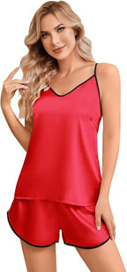 Girls & Women Silk Pajamas Set Satin Camisole Sleepwear 2 Piece Pjs, 3 Years - Women XXL