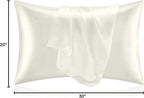 BEDELITE Satin Pillowcase for Hair and Skin, Super Soft and Cooling Similar to Silk Pillow Cases 2 Pack with Envelope Closure, Gift for Women Men(20"x30" Queen Size, Ivory)