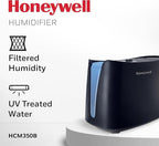 Honeywell Cool Moisture Humidifier For Bedroom, Medium Rooms, 1.1 Gallon, Invisible Moisture Humidifier for Baby, Kids, Quiet, Easy to Clean, UV Technology, Black, HCM350B