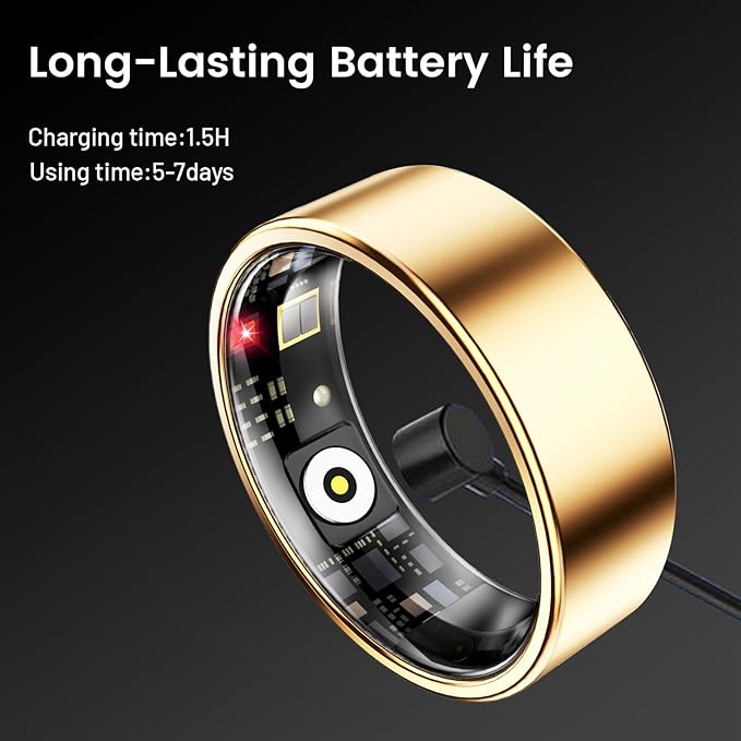 Mirlray Smart Ring for Women & Men, Smart Ring Health Tracker, Blood Oxygen & Heart Rate Monitor, Long Lasting Battery Sleep Ring, Waterproof Fitness Ring (Silver, 11)
