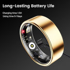 Mirlray Smart Ring for Women & Men, Smart Ring Health Tracker, Blood Oxygen & Heart Rate Monitor Sleep Ring, Waterproof Fitness Ring, Long Lasting Battery Smart Rings (R01, Black, #7)