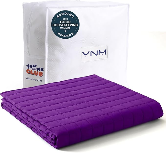 YnM Exclusive 50 lbs Weighted Blanket, Extra Heavy Cotton Bed Blanket for Two Persons, Ideal for Queen or King Bed (88x104 Inches, 50 Pounds, Fuchsia Purple)