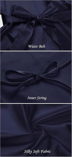 Women's Short Silky Robes Womens Satin Bathrobe Bride Bridesmaid Wedding Party Sleepwear Loungewear