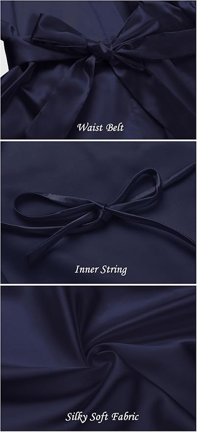 Women's Short Silky Robes Womens Satin Bathrobe Bride Bridesmaid Wedding Party Sleepwear Loungewear