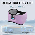 Bluetooth Headphones Headband Eye Mask Wireless Bluetooth Sleep Mask for Side Sleepers Velcro Adjustable Bluetooth 5.3 Speaker Microphones Airplane Travel Light Blocking Music Eye Cover, Purple