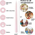 12 Pack 10 inch Pale Pink Taper Candles, Unscented Dripless Smokeless Candlestick Bulk for Home Dinner Wedding Romantic, 7-8 Hours Burn