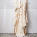 vctops Boho Chenille Chunky Knit Throw Blanket Super Soft Warm Cozy Hand Knit Blankets for Couch Bed Sofa Chair (Cream,31"x39")