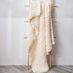 vctops Boho Chenille Chunky Knit Throw Blanket Super Soft Warm Cozy Hand Knit Blankets for Couch Bed Sofa Chair (Cream,31"x39")