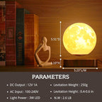 MOOCCI Magnetic Levitating Moon Lamp, 3D Printed Realistic Moon Surface with Warm White Light, Unique Valentine's Day Christmas Gift for Wife Girlfriend Women Mom, Cool Home Decor