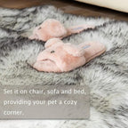 Asrug Faux Fur Dog Rug Plush and Fluffy Dog Mat Ultra Cozy Pet Throw Rug for Dogs Cats, Luxury Soft Faux Sheepskin Chair Seat Pad Shag Fur Area Rugs for Bedroom, 24 by 36 inches (Black&White)