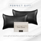Elegant Comfort 2-Pack Cooling Viscose Satin Pillowcase Set with Hidden Zipper Closure, Silky Smooth for Best Hair and Skin Care-Beautiful Gift Box-2-Piece Satin Pillowcase Set, King, Black
