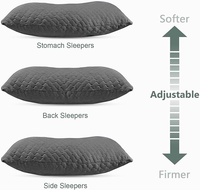 CHxxy Side Sleeper Pillow for Neck and Shoulder Reilef, Ergonomic Design Medium Firm Pillow, 2 Packs Bed Pillows for Sleeping, Cross Cut Memory Foam Pillows for Back, Stomach and Side Sleepers