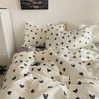 Nayoroom Black and White Heart Duvet Cover Twin Size Black Hearts Printed on White Bedding Set 2 Pcs Cute Kawaii Soft Breathable Microfiber Comforter Cover Valentine Gifts for Kids Girls