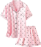 Girls & Womens Satin Pajamas Set, Silk Button-Down Sleepwear 2 Piece Nightwear, 3 Years - Women XXL