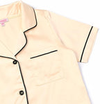 QPANCY Kids Satin Pajamas Sets Baby Boy Girl Button-Down Silk Sleepwear 2 Piece Short Sleeve Loungewear Clothes Set