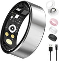 Smart Ring For Women Men, Health Tracker with Heart Rate/Blood Oxygen/Blood Pressure/Sleep Monitoring/Step Counting, IP68 Waterproof Fitness ring, No App Fees for iPhone & Android (Silver, 12#)