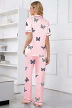 Umeyda Girls Womens Pajamas Set, Satin Silky Button Down Loungewear 2 Piece Short Sleeve Pants PJS Sets for Mommy Kids