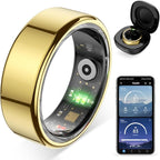 COLMI R02 smart Ring, a smart Ring for Women and Men, with a Charging case, Supports Heart Rate, Blood Oxygen, Sleep Health Monitoring, and Sports Tracking Ring, No Subscription Fee. (Gold, 9#)