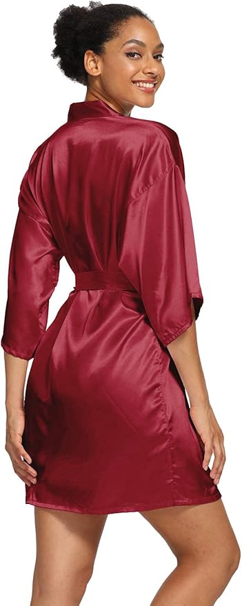 Women's Satin Robes Floral Bridesmaid Robes Short Silk Kimonos Sleepwear